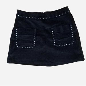 Abercrombie & Fitch Vintage Black Velvet Low Waist Mini Skirt w Studded Detail